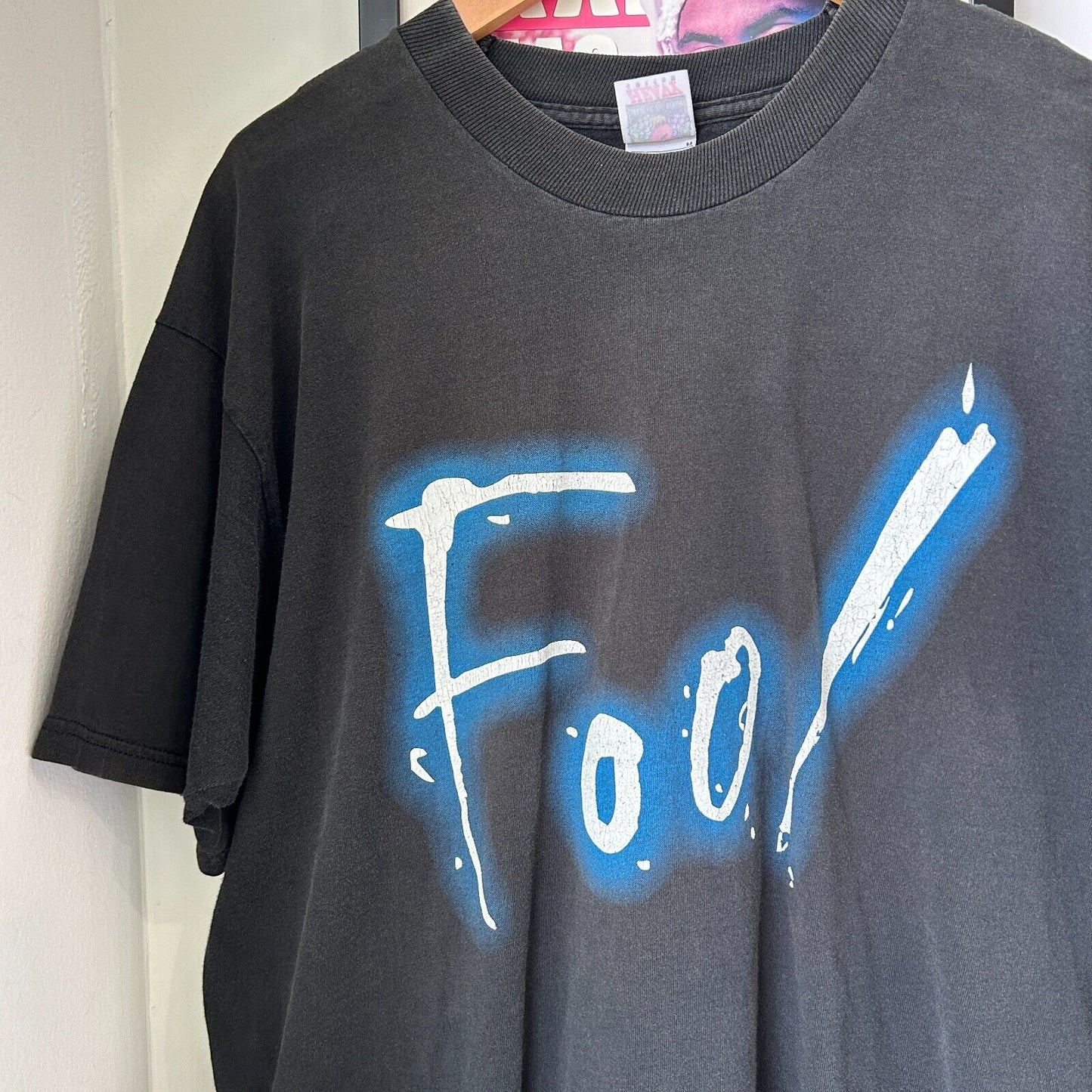 VINTAGE | FOOL Glow Graphic Black T-Shirt sz XL Adult