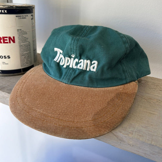 VINTAGE 90s | Tropicana Suede Brim Adjustable Cap HAT sz OS