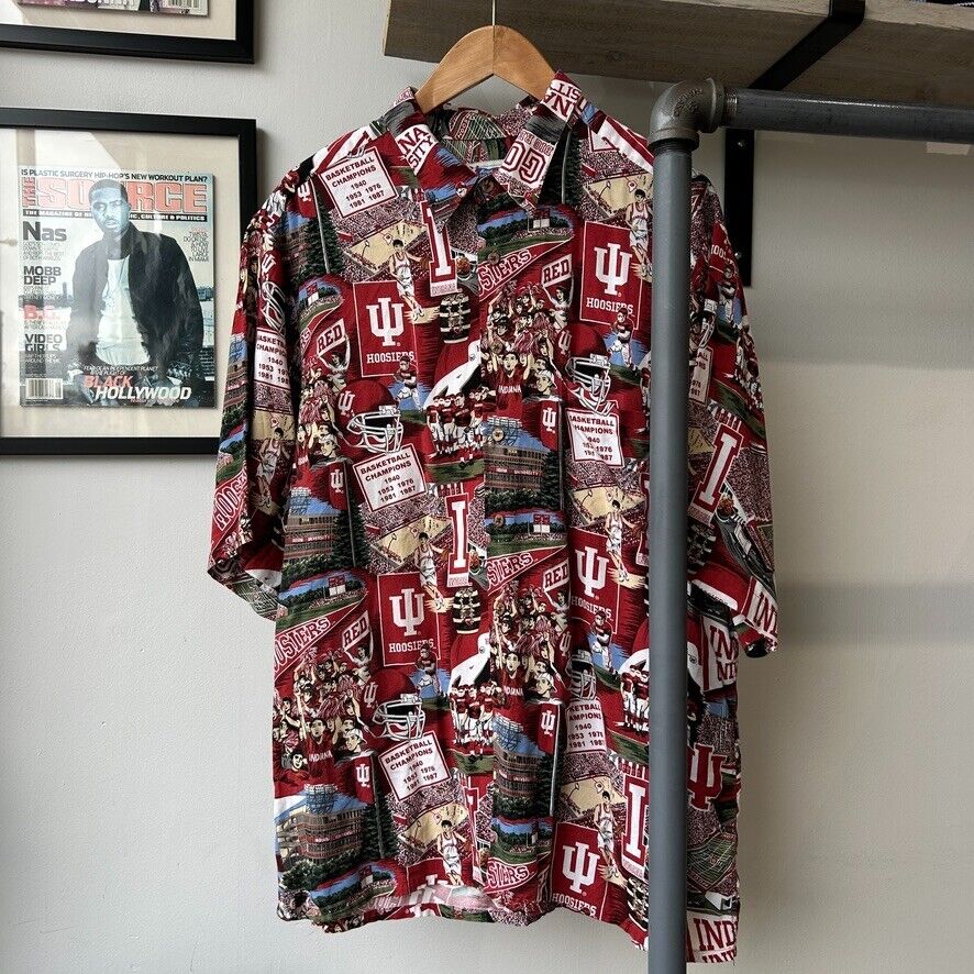 VINTAGE | Indiana University Rayon Reyn Spooner Button Down Shirt sz XL