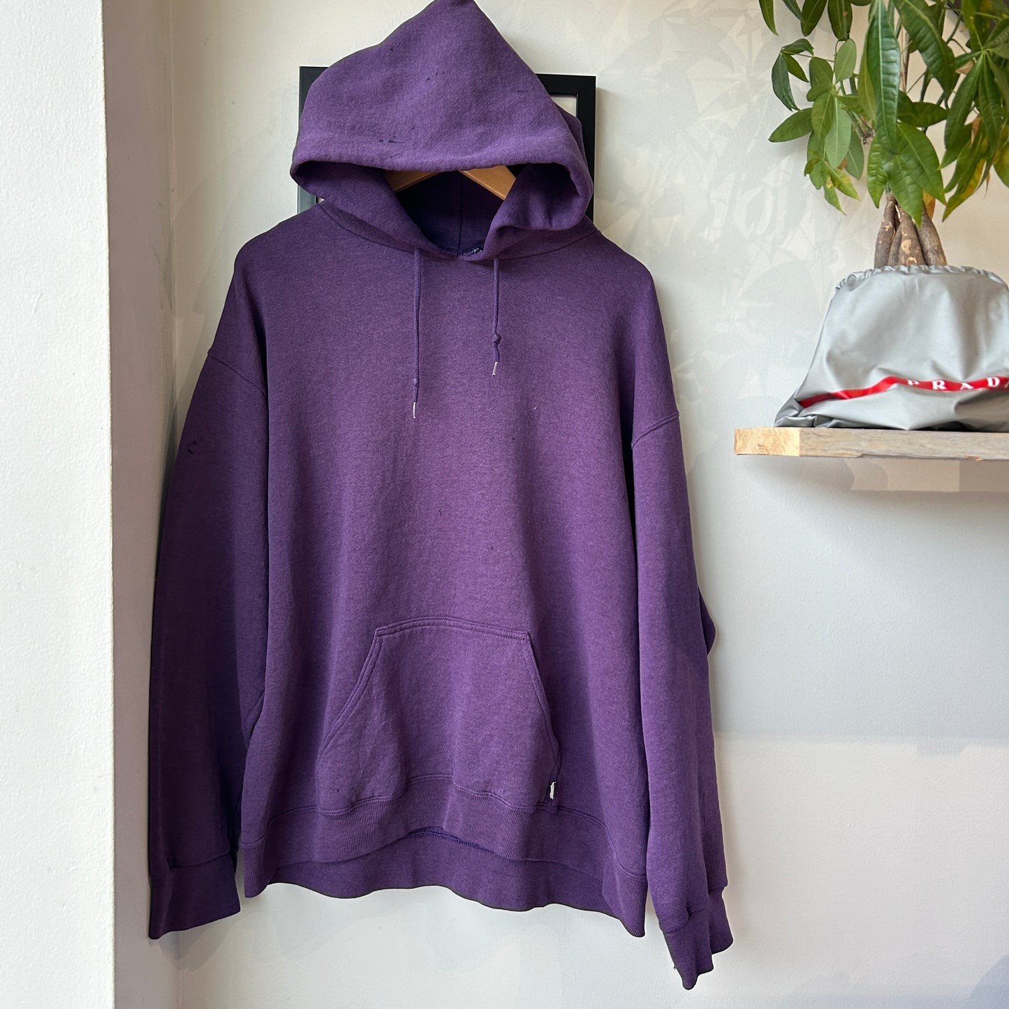 VINTAGE 80s | Discuss Blank Faded Purple Hoodie Sweater sz L