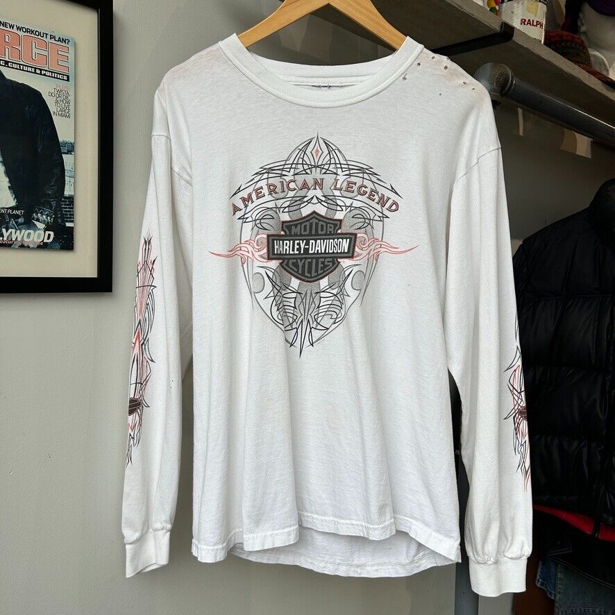 VINTAGE | Harley Davidson Grand Canyon Thrashed Biker Long Sleeve T-Shirt sz M