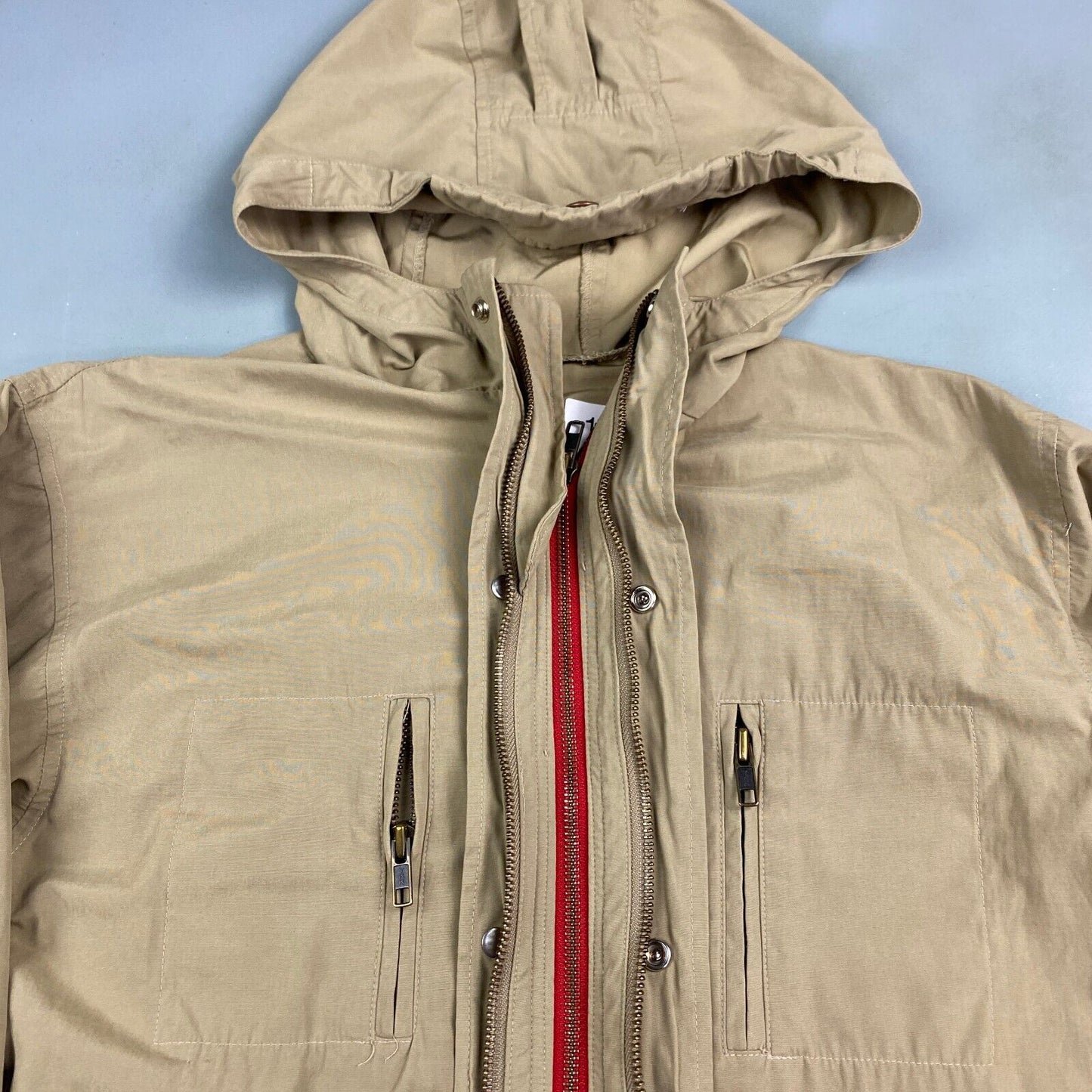 VINTAGE Khaki Cotton Blend Tech Windbreaker Jacket sz Small Men Adult