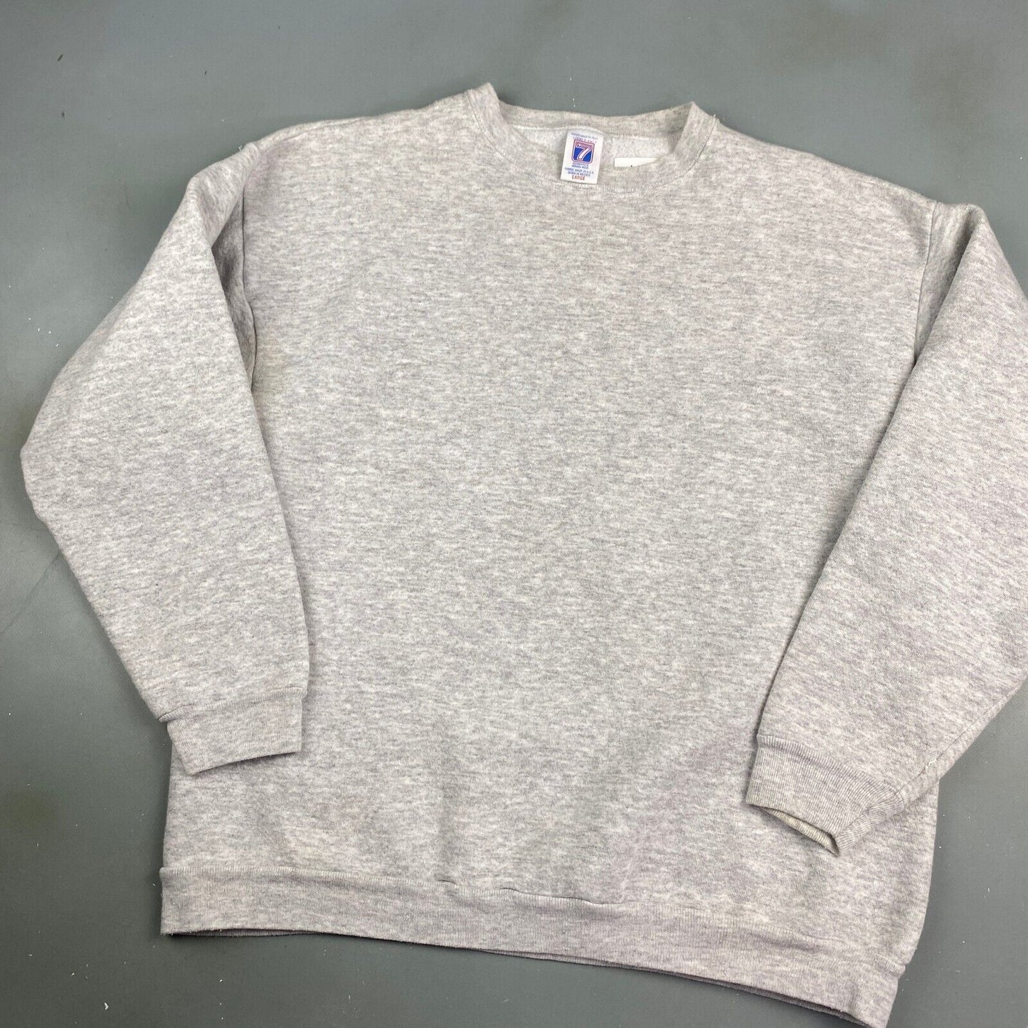 VINTAGE 90s Blank Grey Logo 7 Crewneck Sweater sz Large Men Adult