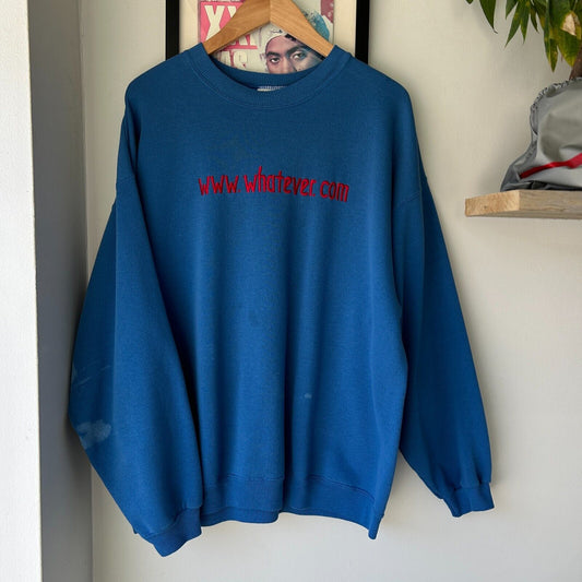 VINTAGE 90s | Whatever.com Blue Crew Sweater sz XL