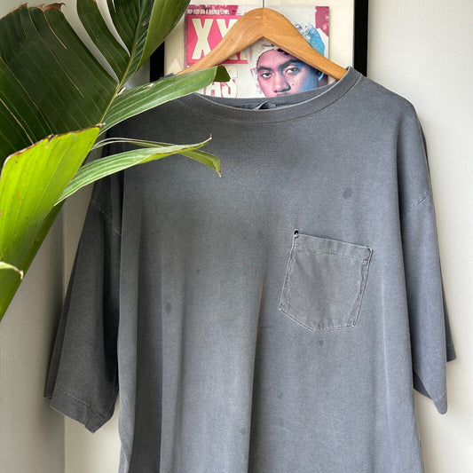 VINTAGE 90s | Banana Republic Over Dyed Faded Charcoal T-Shirt sz L-XL