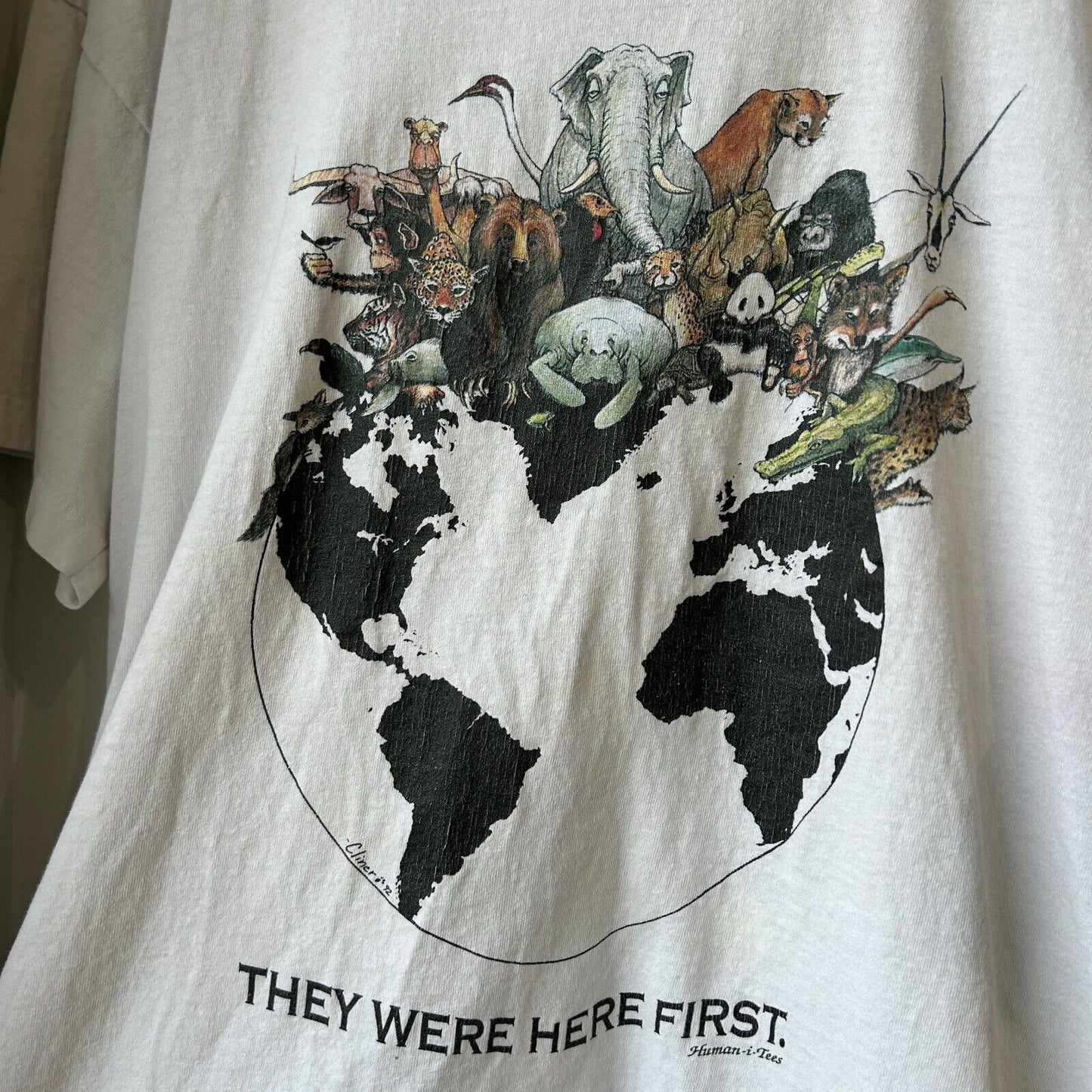 VINTAGE 90s | They Were Here First Human Tees Animal T-Shirt sz XL