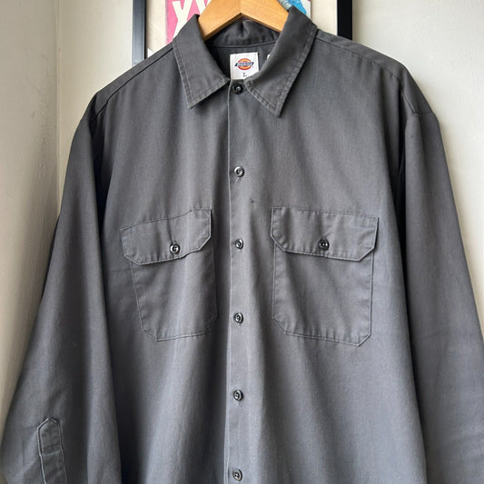 VINTAGE | Dickies Grey Button Down Work Shirt sz L