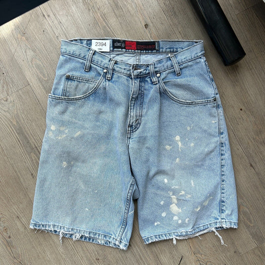 VINTAGE 90s | Levis SilverTab Paint Splatter Thrashed Loose Jean Shorts sz W31