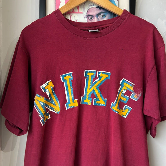 VINTAGE 80s 90s | Nike Arch Logo Faded Red T-Shirt sz S-M