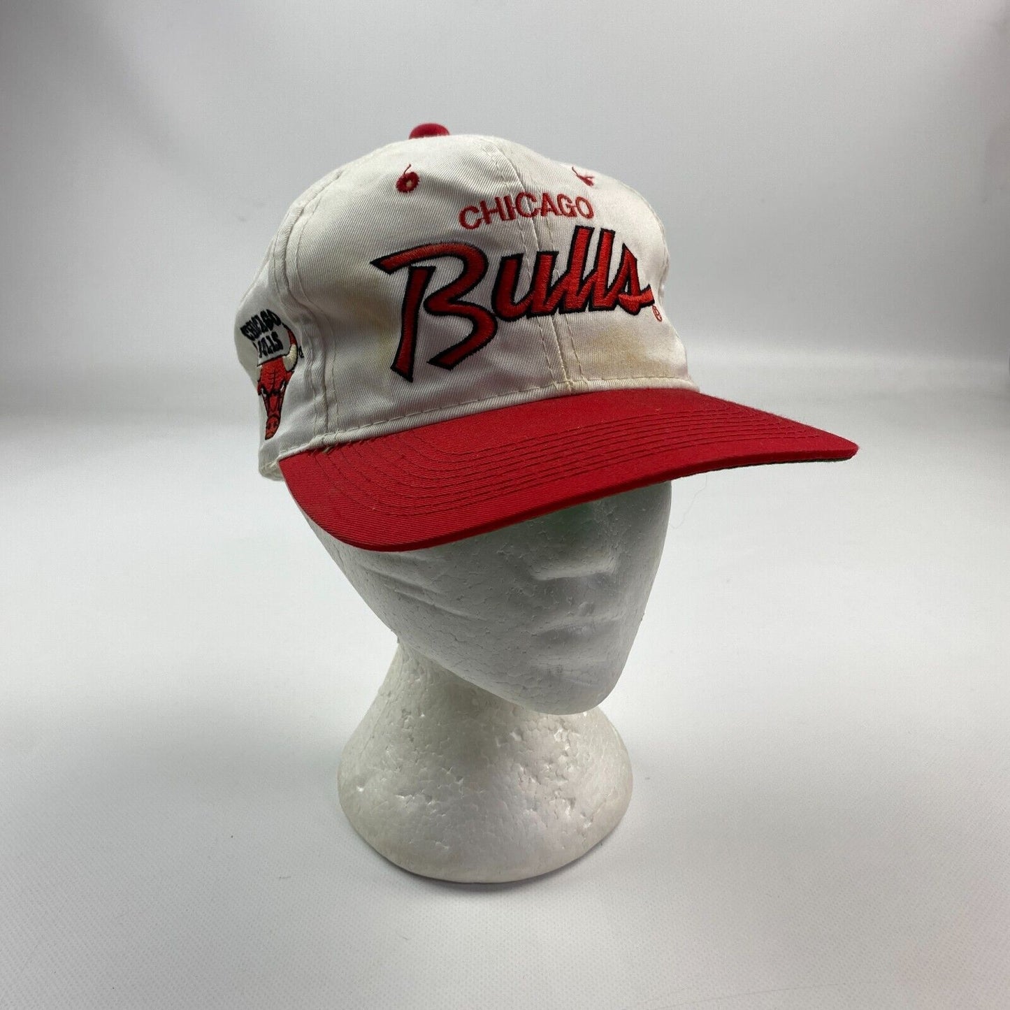 VINTAGE 90s Chicago Bulls Script Sports Specialties Twill Snapback Hat sz OS