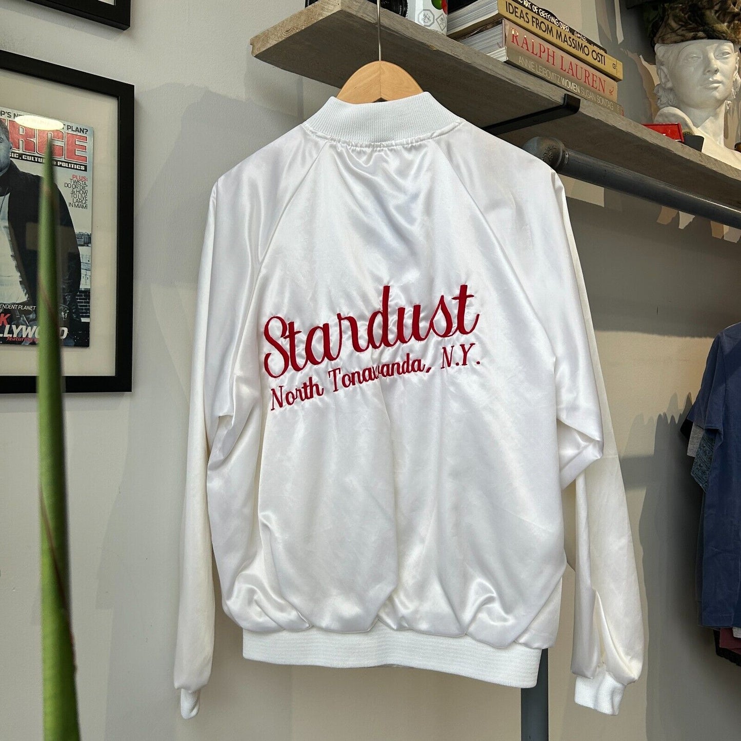 VINTAGE 80s | Stardust NY White Button Snap Bomber Jacket sz M Adult