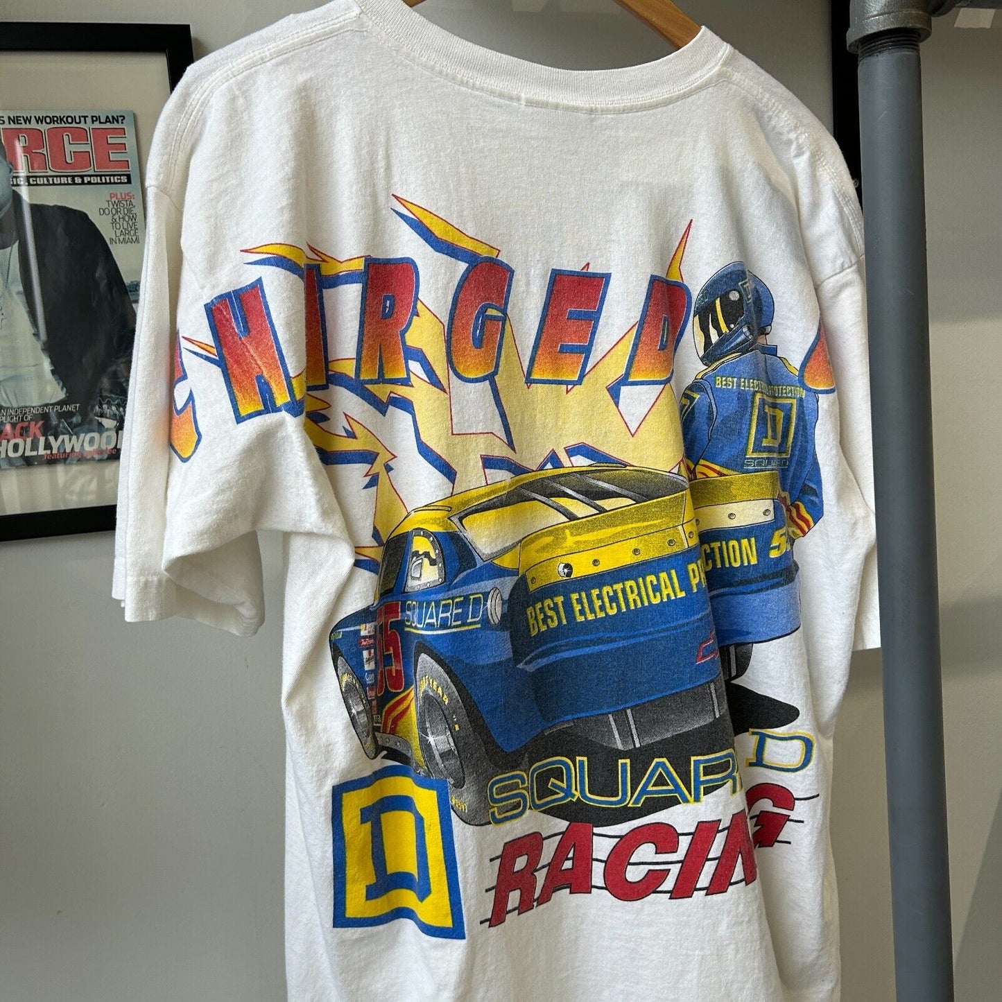 VINTAGE 90s | Nascar Electrified Racing Big Car Graphic T-Shirt sz L Adult