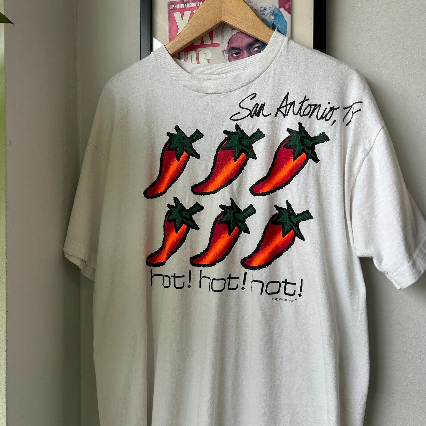 VINTAGE 90s | San Antonio TX Spicy HOT Peppers T-Shirt sz L Adult