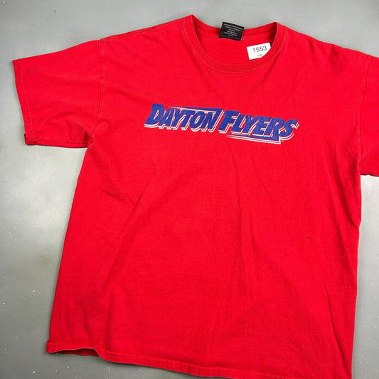 VINTAGE | Dayton Flyers Big Logo Red T-Shirt sz XL Men Adult