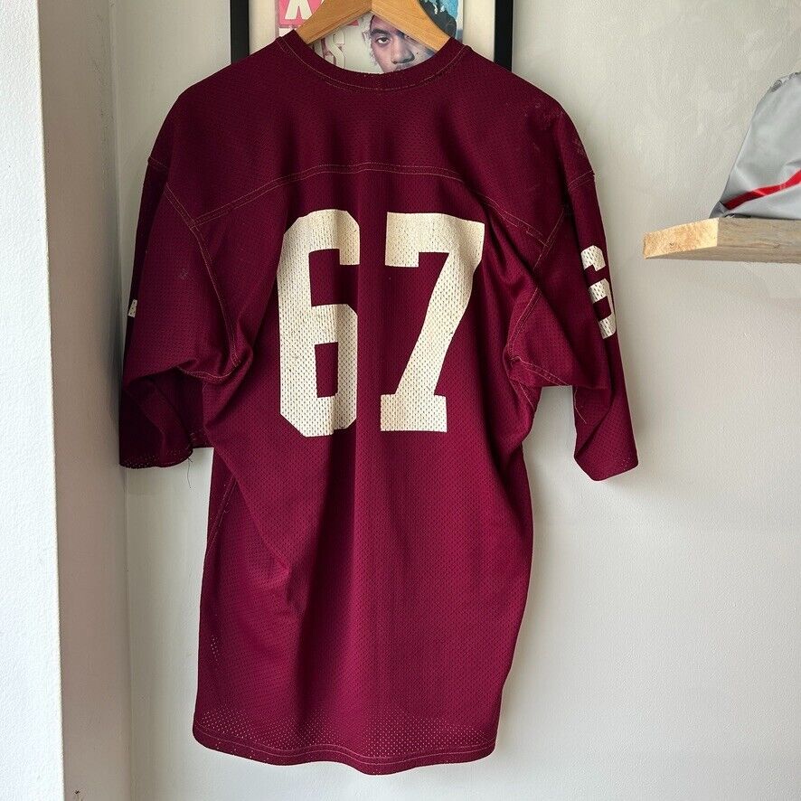 VINTAGE | Thrashed Maroon 67 Football Jersey sz M