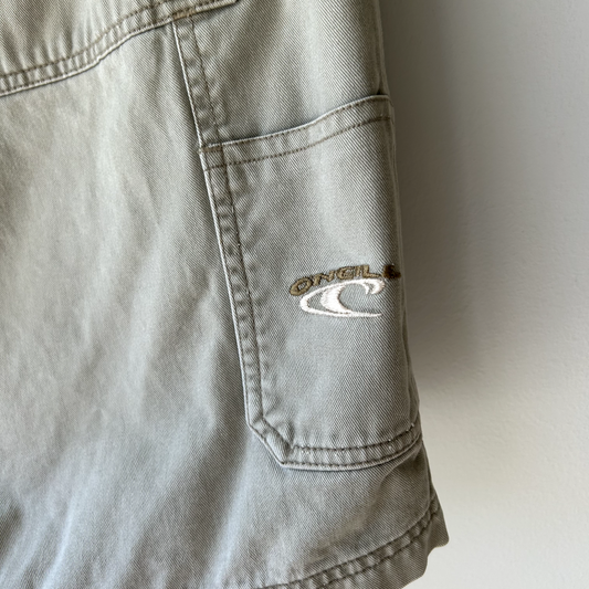 VINTAGE | 1990s Oneil Khaki Cargo Surf Shorts sz W30 Embroidered Logo