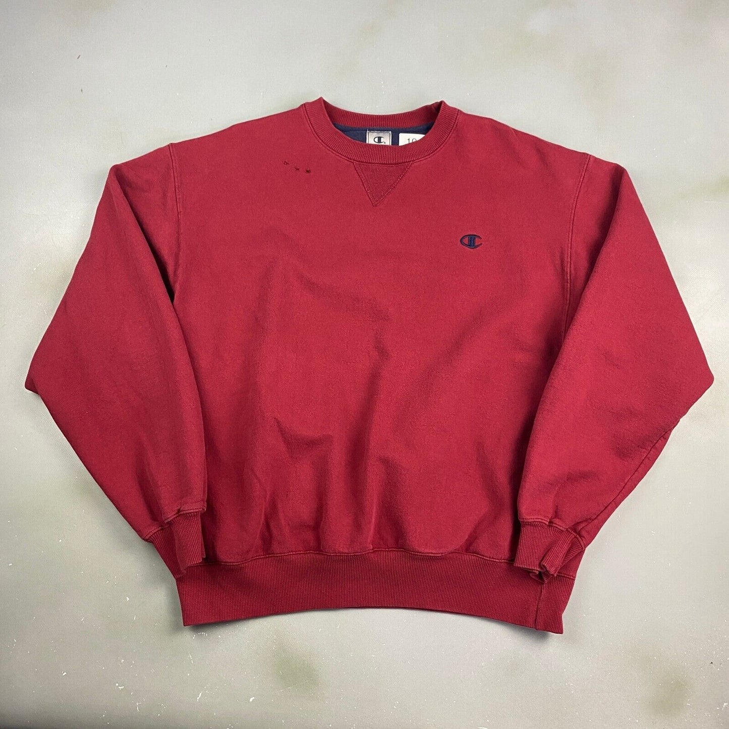 VINTAGE Champion Sm Logo Red Crewneck Sweater sz Large Men Adult