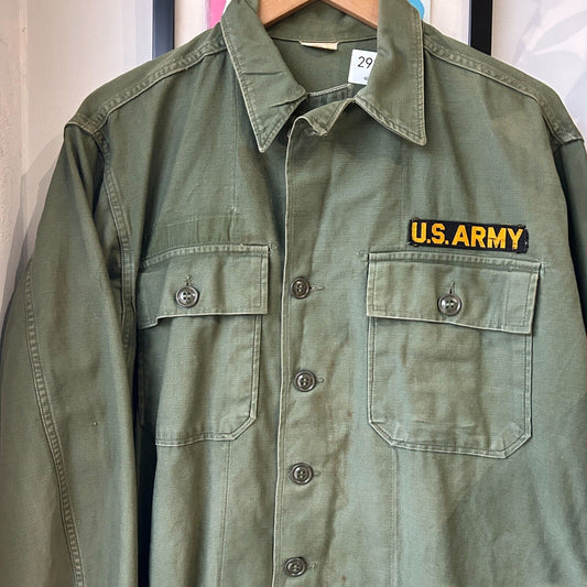 VINTAGE | U.S Army OG 107 Sateen Button Down Shirt sz M