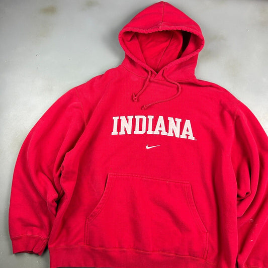 VINTAGE | NIKE Mid Swoosh Indiana Red Hoodie Sweater sz XXL Adult