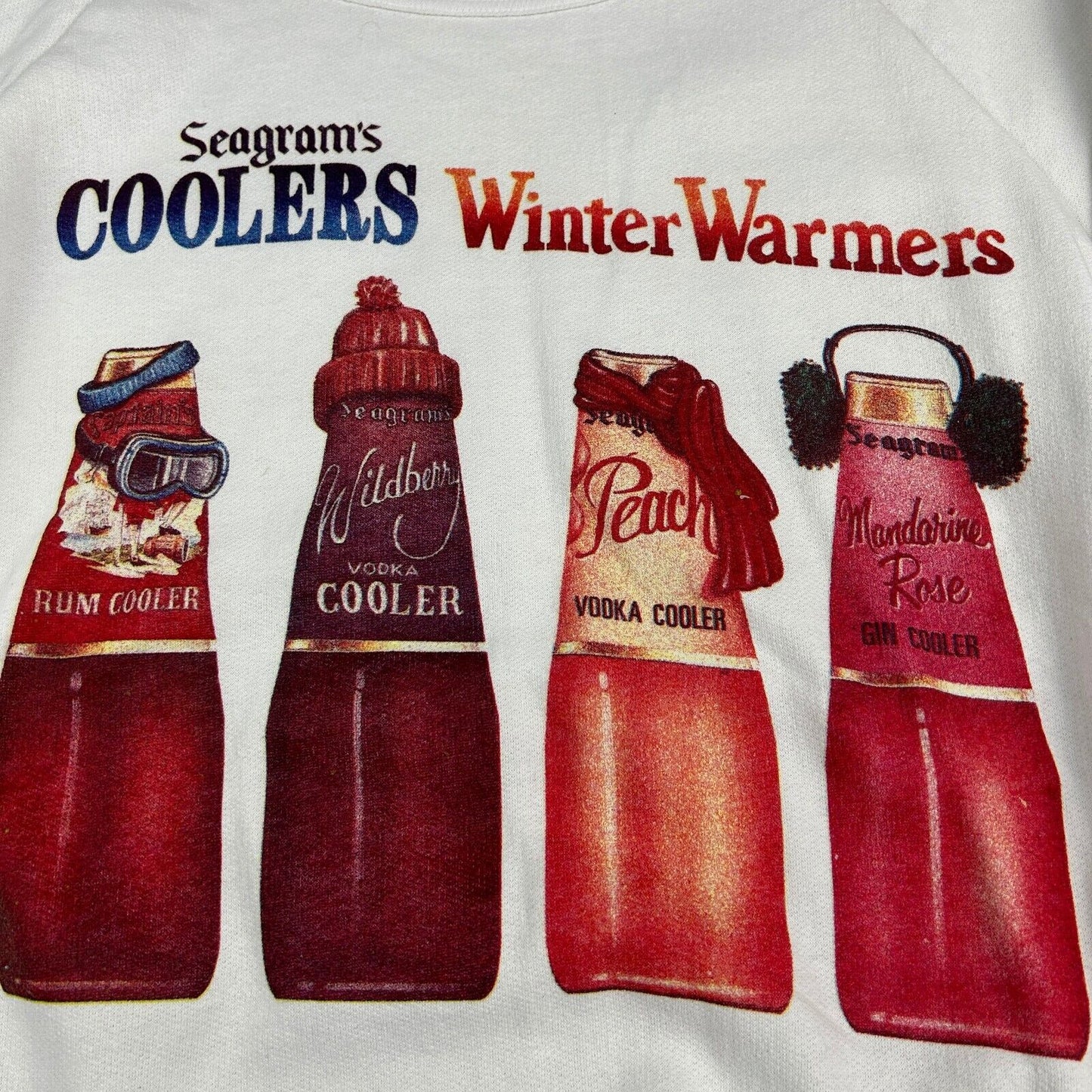 VINTAGE 80s Seagram's Coolers Winter Warmers Crewneck Sweater sz Medium Adult