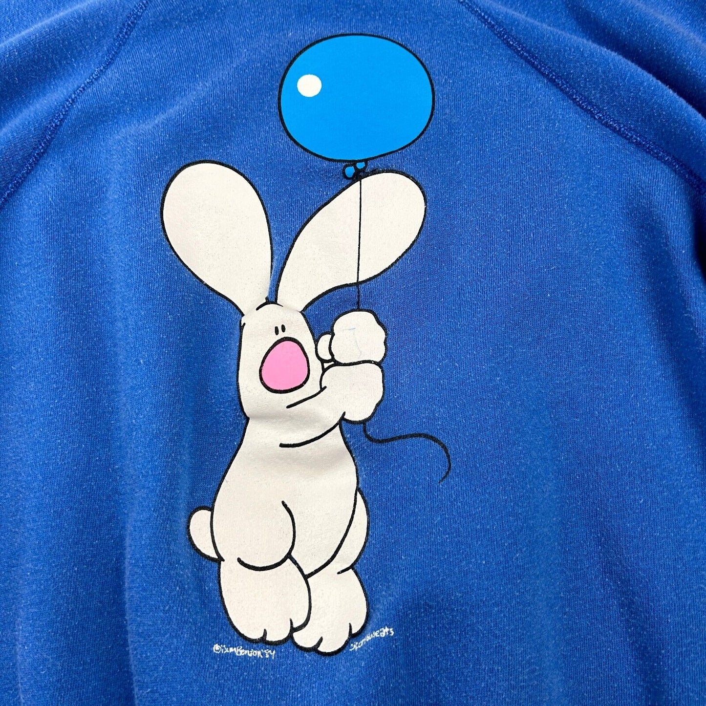 VINTAGE 1984 | Bunny Balloon Art Jim Benton Crewneck Sweater sz S-M Adult