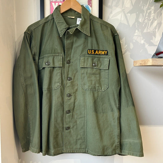 VINTAGE | U.S Army OG 107 Sateen Button Down Shirt sz M