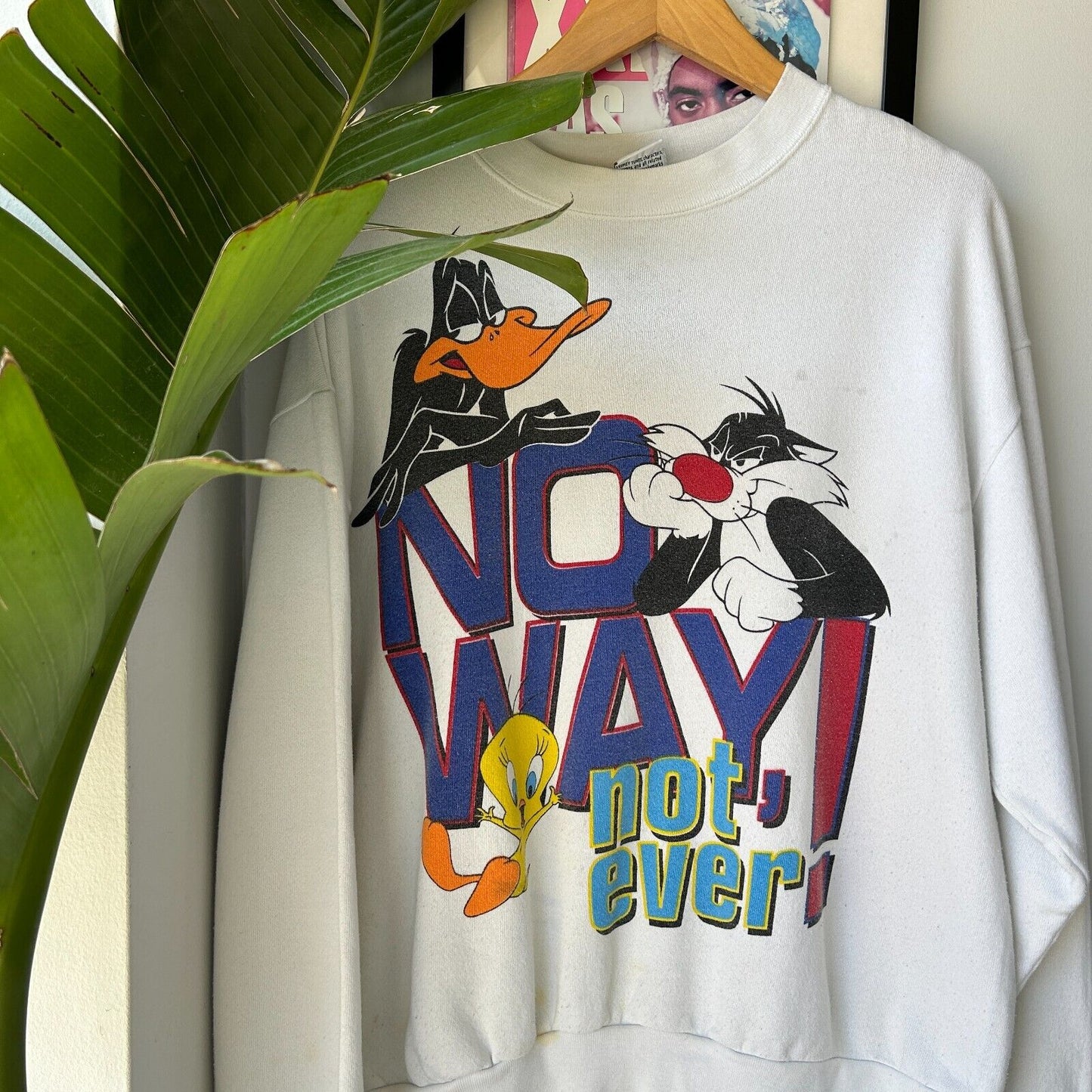 VINTAGE 90s | Looney Tunes No Way Not Ever Cartoon Crewneck Sweater sz M