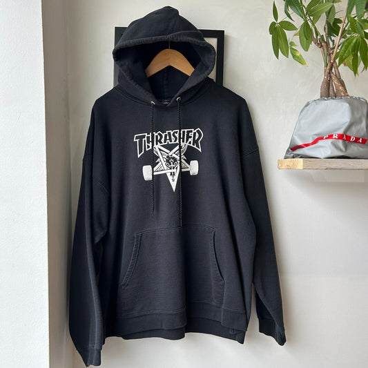 VINTAGE | Thrasher Skateboarding Logo Hoodie Sweater sz L