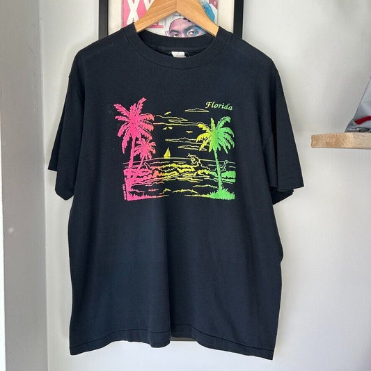 VINTAGE 80s 90s | Florida Gradient Beach T-Shirt sz L