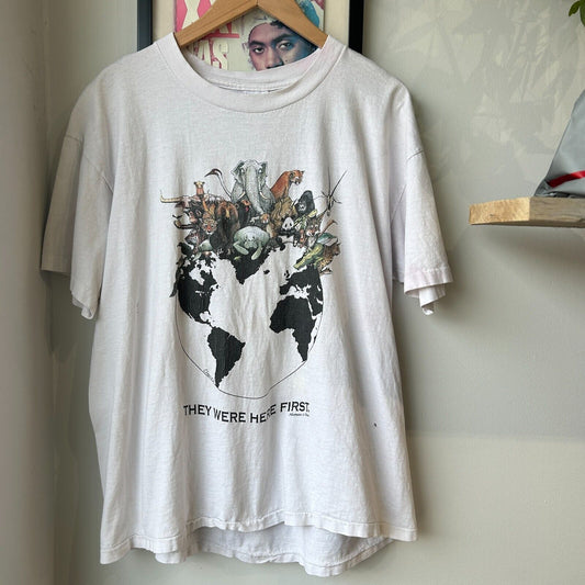 VINTAGE 90s | They Were Here First Human Tees Animal T-Shirt sz XL