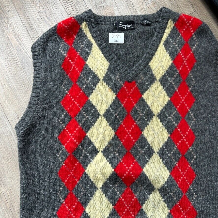 VINTAGE 80s 90s | Simpsons Argyle Shetland Wool Knit Sweater Vest sz L