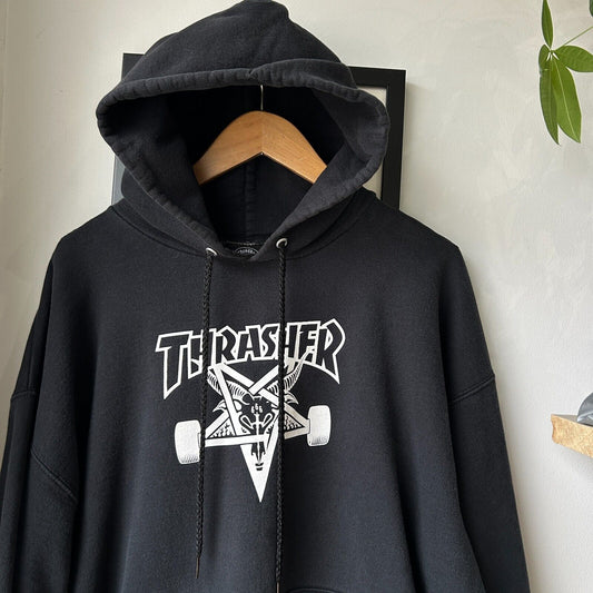 VINTAGE | Thrasher Skateboarding Logo Hoodie Sweater sz L