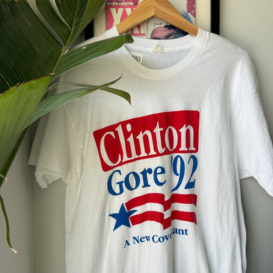 VINTAGE 90s | Clinton Gore President Campaign T-Shirt sz L