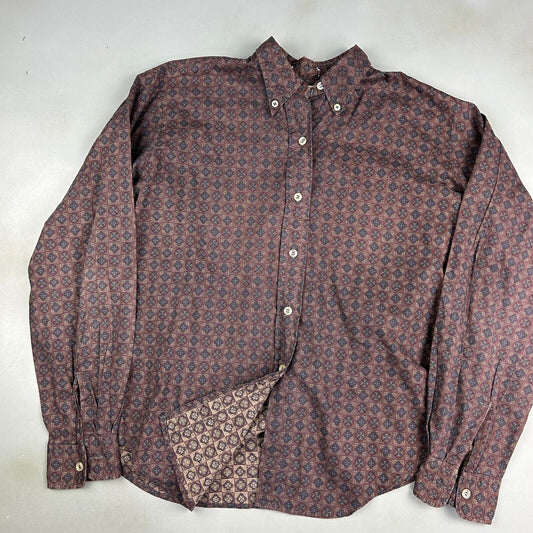 VINTAGE 70s Bonds Twin Mate Cotton Pattern Button Up Shirt sz Small Adult