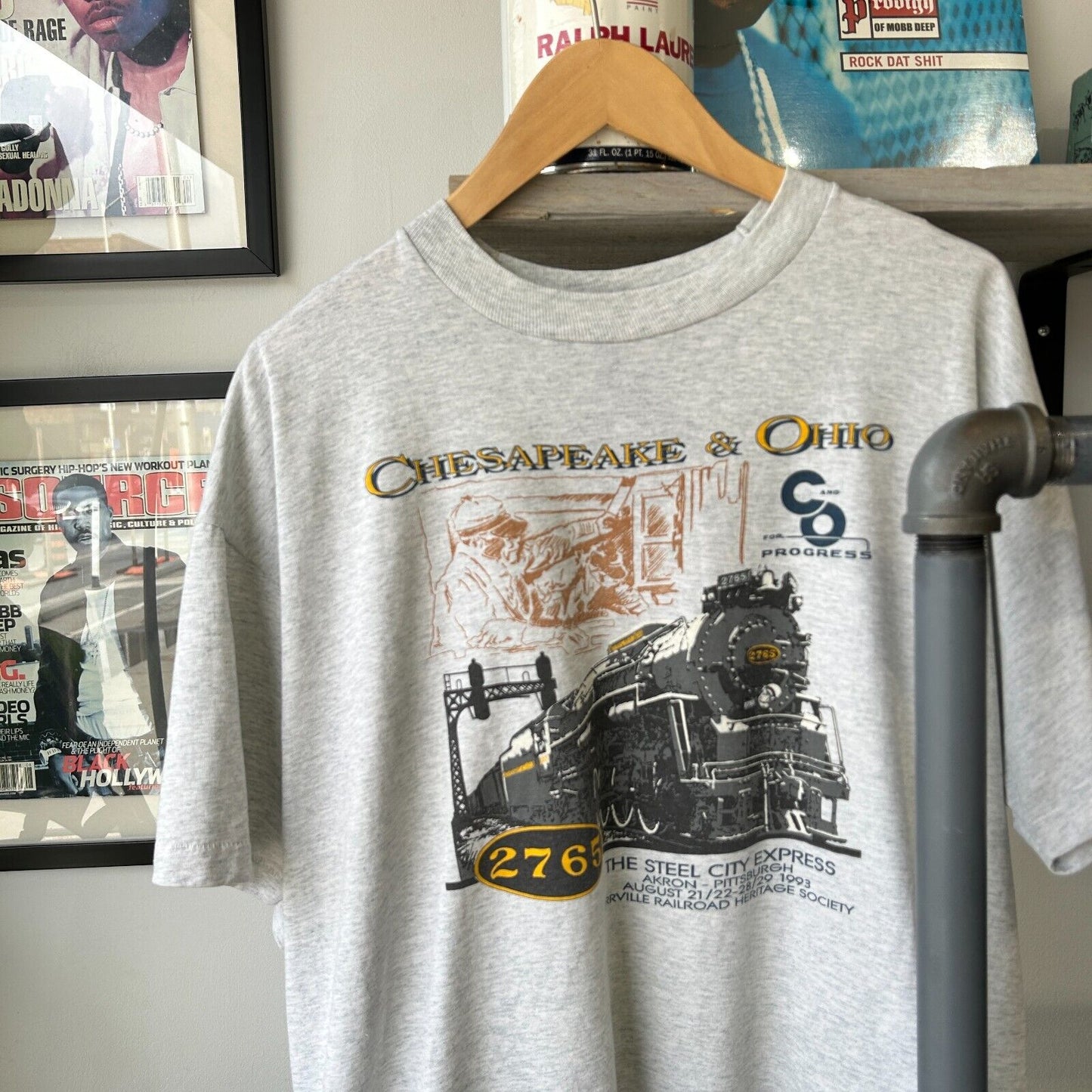 VINTAGE 90s | The Steel City Express Train T-Shirt sz XL Adult