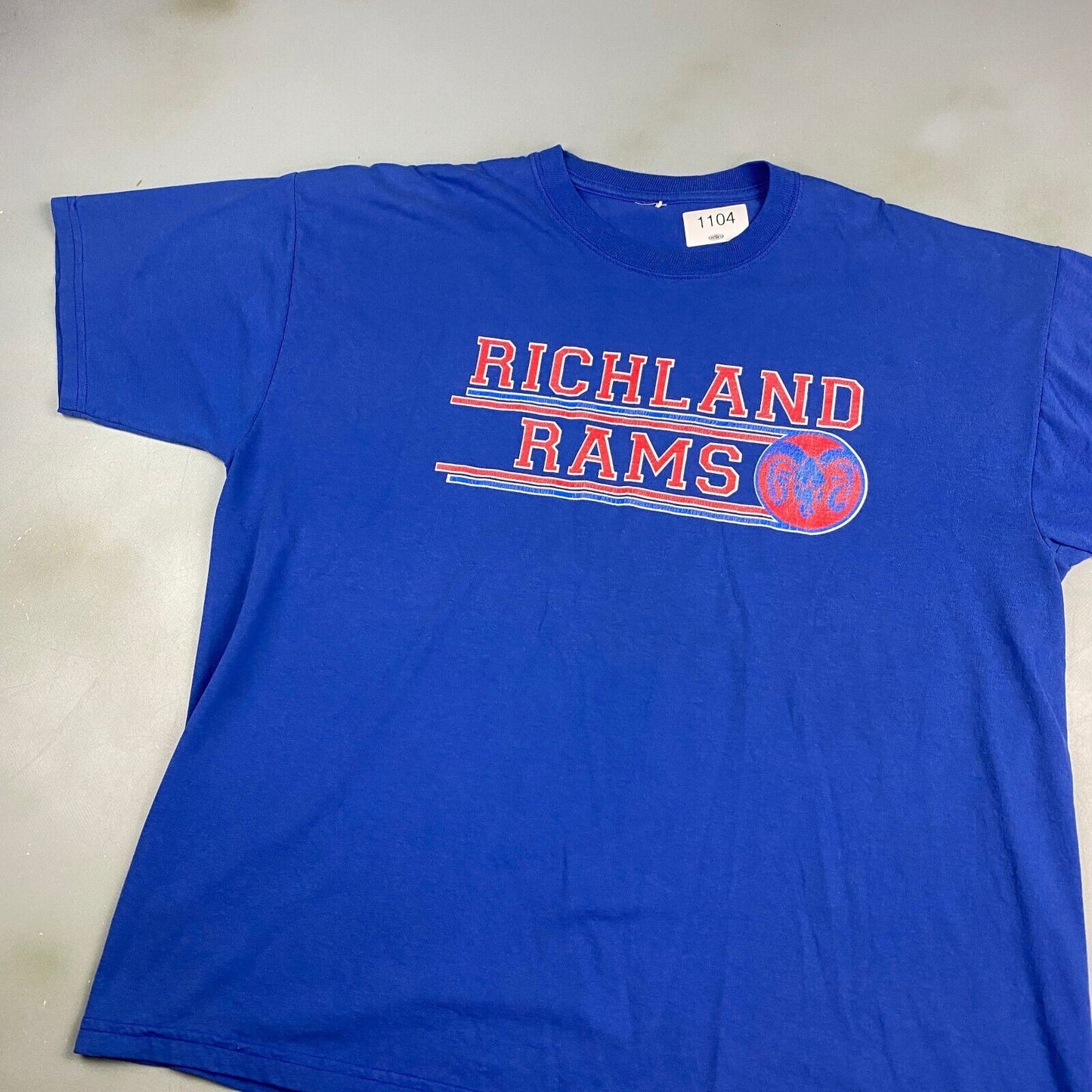 VINTAGE 90s Richland Rams Blue T-Shirt sz XL Men Adult