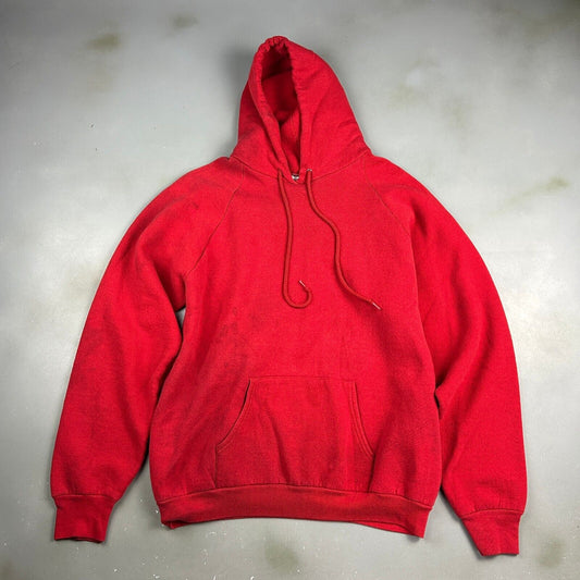 VINTAGE 90s FOTL Blank Red Hoodie Sweater sz Large Mens