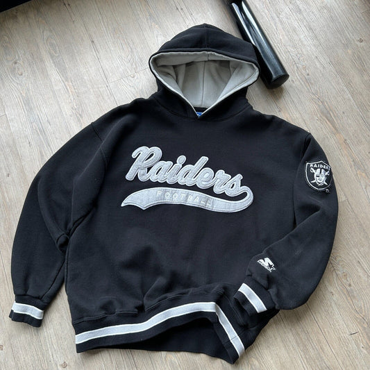 VINTAGE 90s | Los Angeles Raiders Starter Football Hoodie Sweater sz L Adult