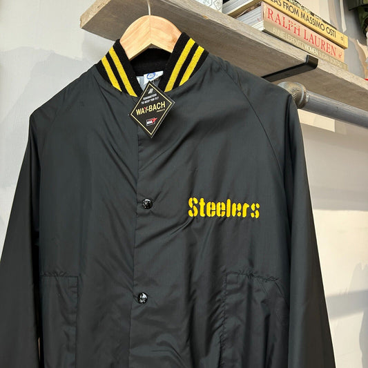VINTAGE 90s | Pittsburgh Steelers NFL Button Snap Bomber Jacket sz M Adult