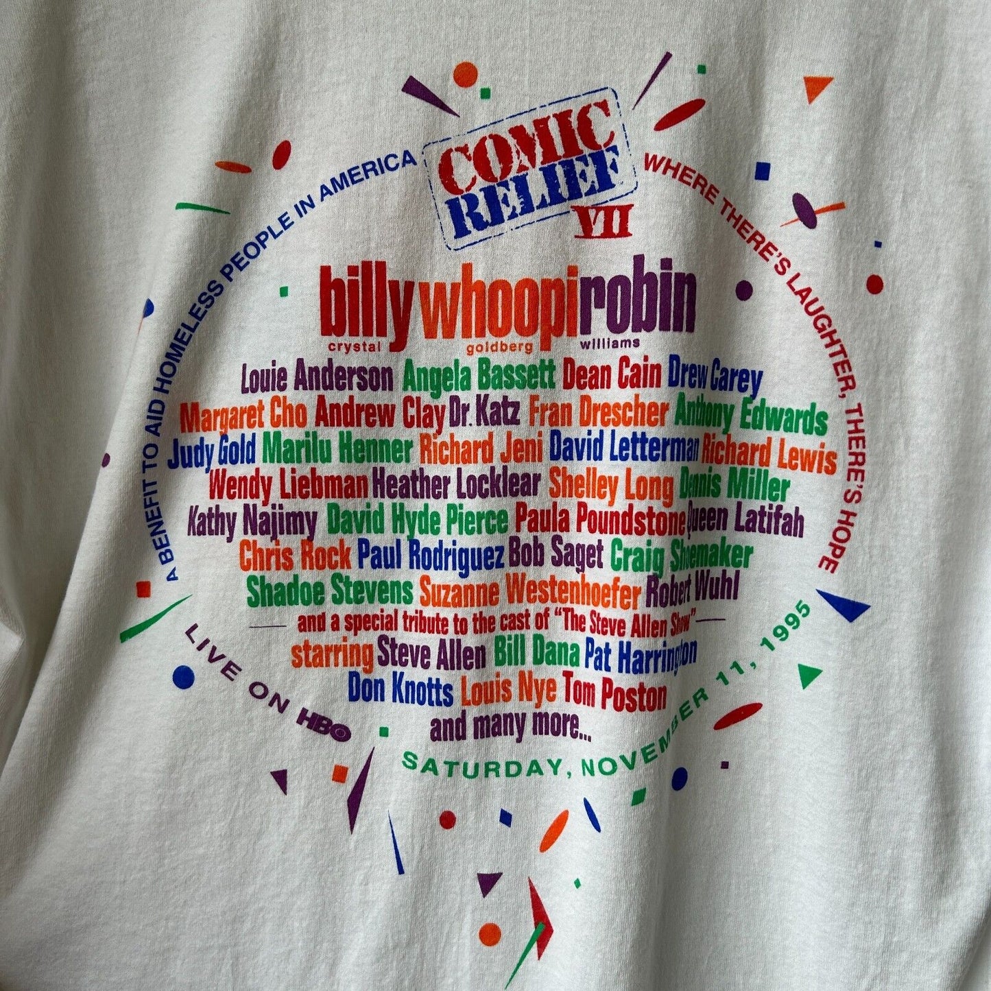 VINTAGE 90s | Comic Relief VII Stand Up Comedians T-Shirt sz L