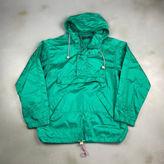 VINTAGE 90s Eddie Bauer 1/4 Zip Green Anorak Windbreaker Jacket sz S Men Adult