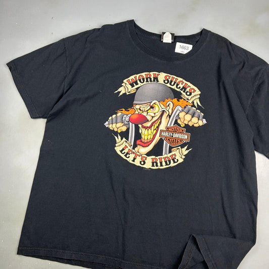 HARLEY DAVIDSON Motor Cycles Work Sucks Lets Ride NJ Biker T-Shirt sz XL Adult