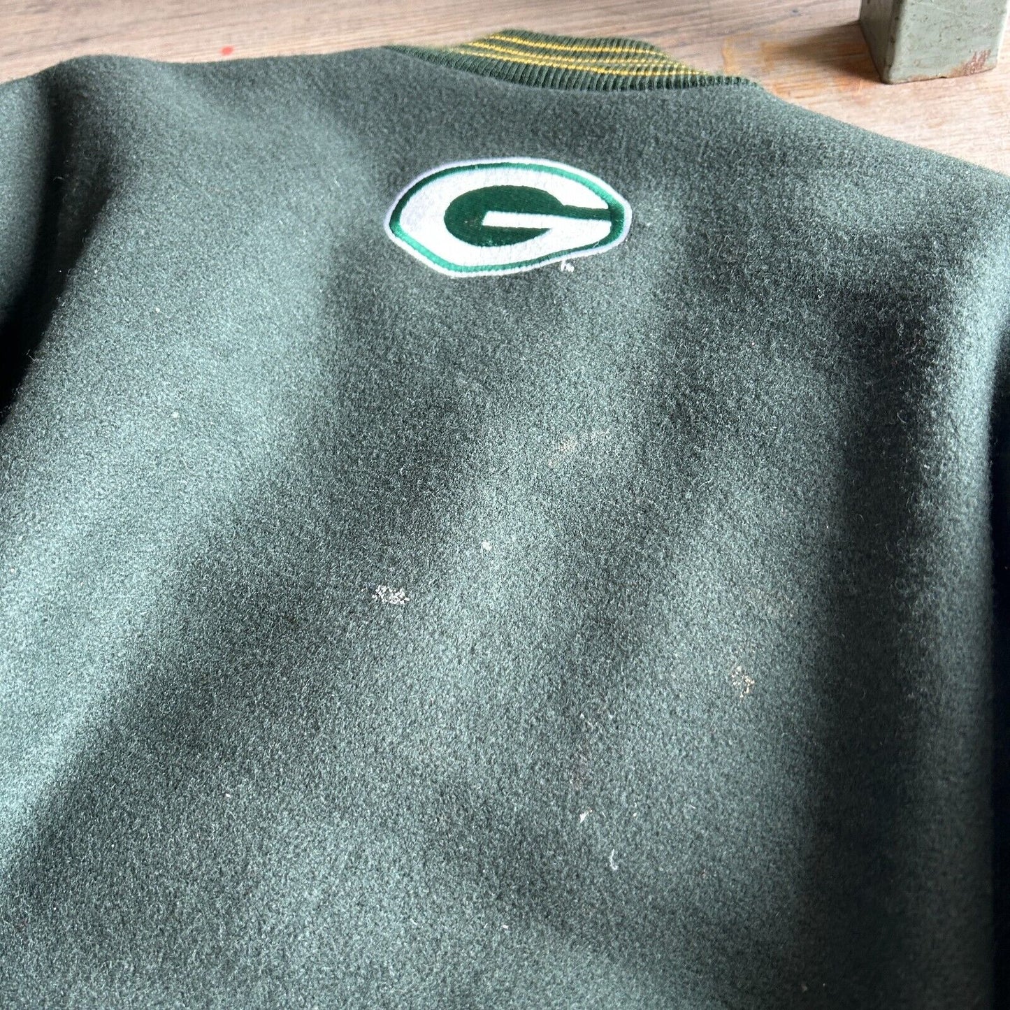 VINTAGE 90s | Green Bay Packers DeLong Varsity Football Jacket sz L Adult