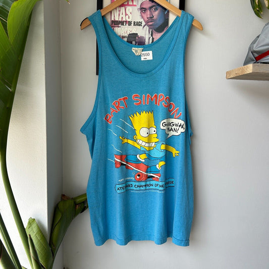 VINTAGE 90s | Bart Simpson Skateboard Cartoon Tank Shirt sz L