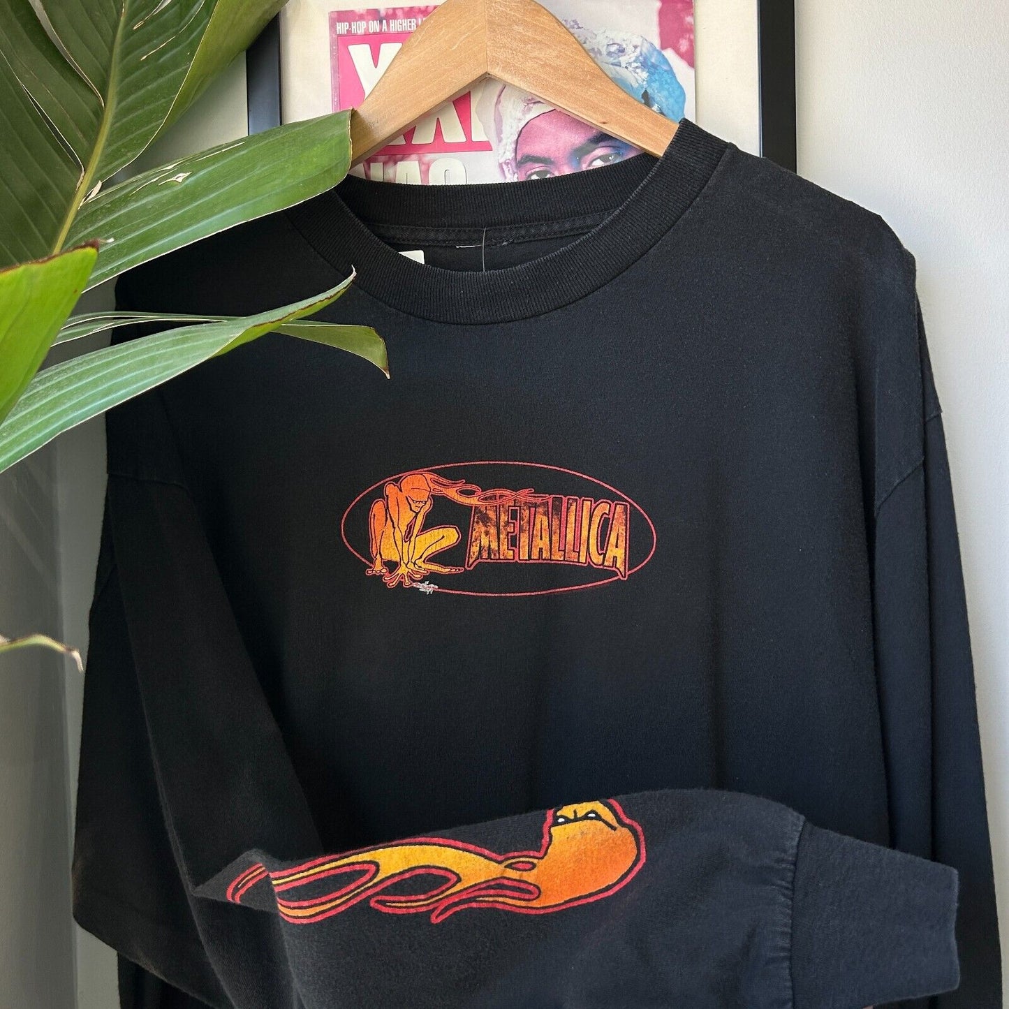 VINTAGE 90s | Metallica Squindo Flame Art Band Long Sleeve T-Shirt sz L