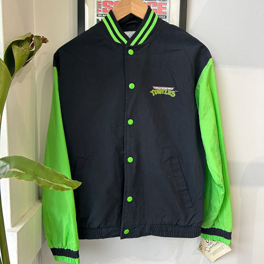 VINTAGE 90s | Teenage Mutant Ninja Turtles Button Snap Bomber Jacket sz XS Adult