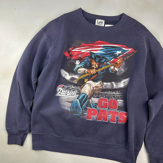 VINTAGE 90s | NFL New England GO PATRIOTS Football Crewneck Sweater sz M Adult