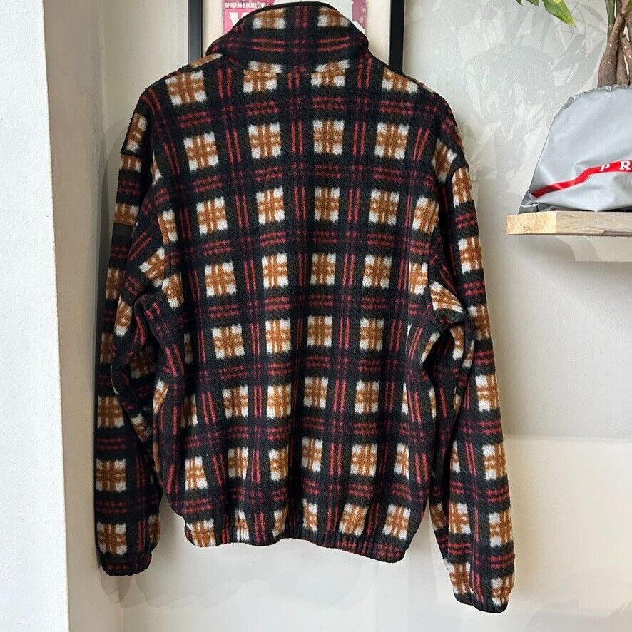 VINTAGE 90s | Plaid Snap T Fleece Pullover Sweater sz L