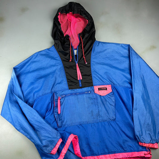 VINTAGE 90s | Columbia Ripstop 1/2 Zip Radial Sleeve Anorak Jacket sz L Adult