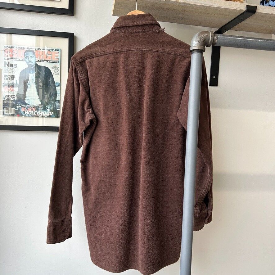 VINTAGE 90s | Woolrich Chamois Cloth Brown Button Down Shirt sz S